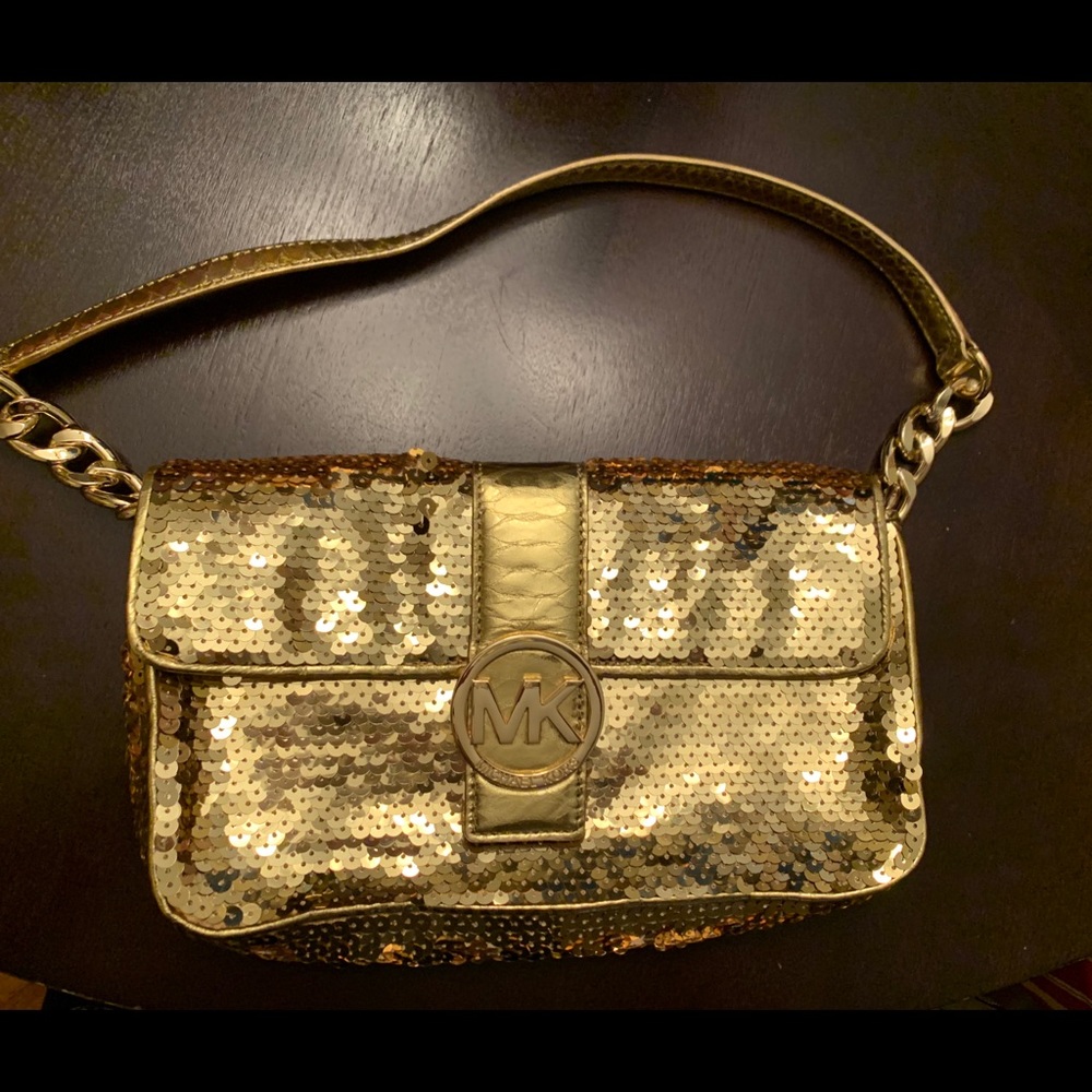 Gold Michael Kors sequins handbag